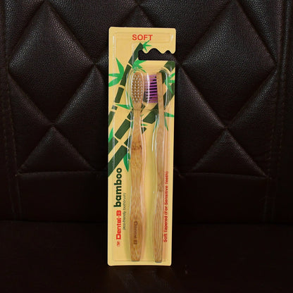 Women Bamboo Toothbrush Set Soft Bristles Eco Friendly Biodegradable (2 Pc)