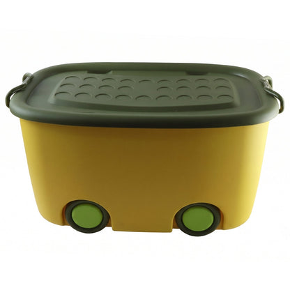 Wheeled storage box with lid for tidy home organizing