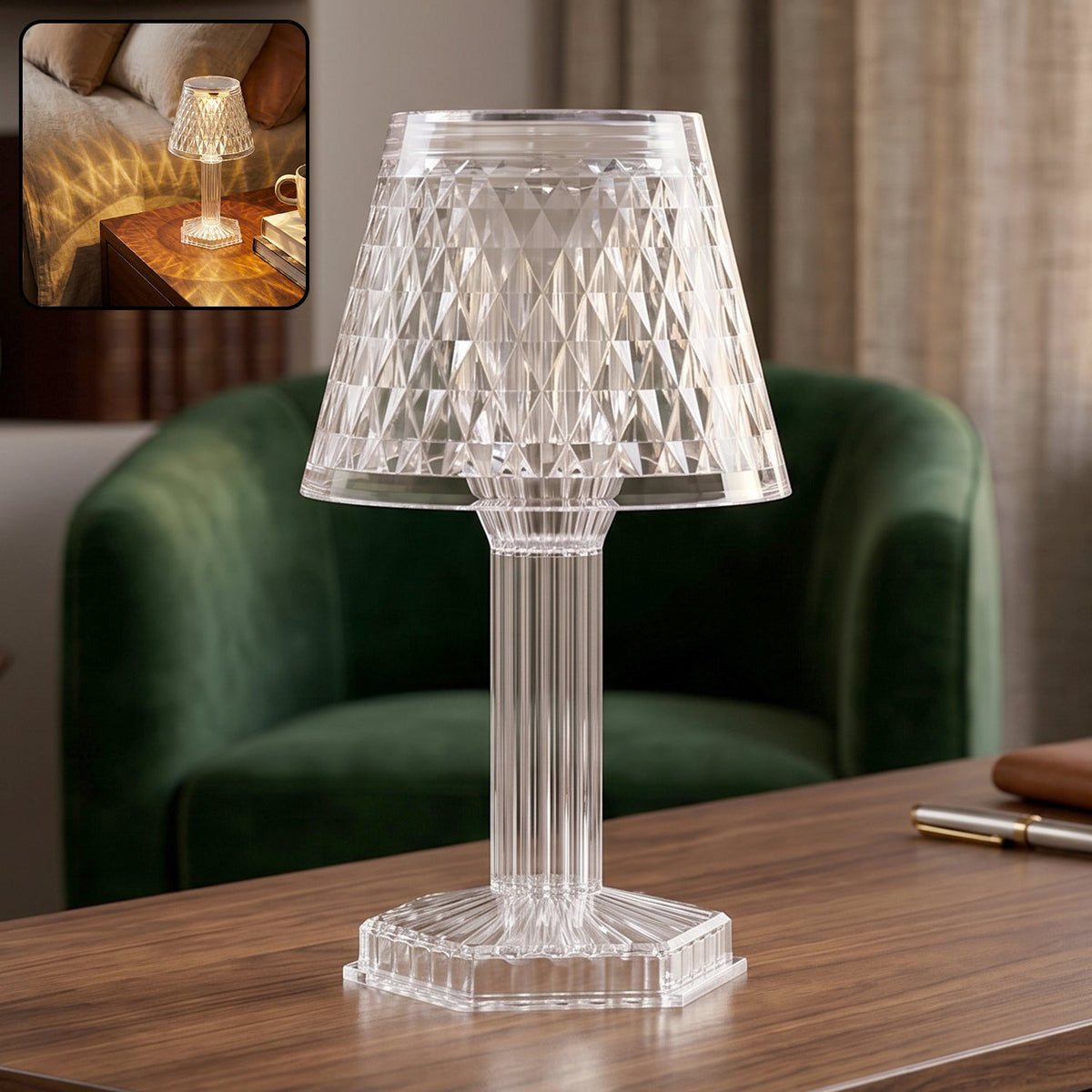 Crystal Table Lamp – Cup Shape LED Bedside Light