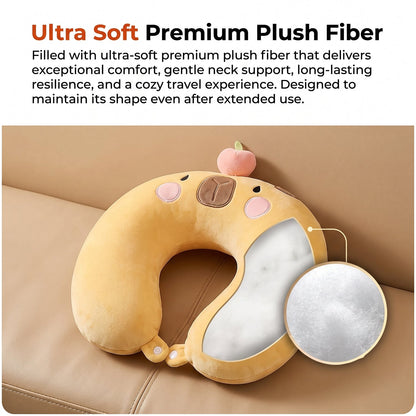 Cuddly capybara neck support pillow for travel and home