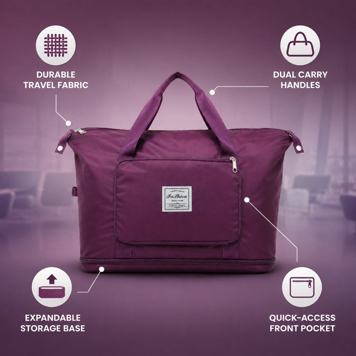 Foldable Travel Bag – Expandable, Waterproof Weekender – view 8