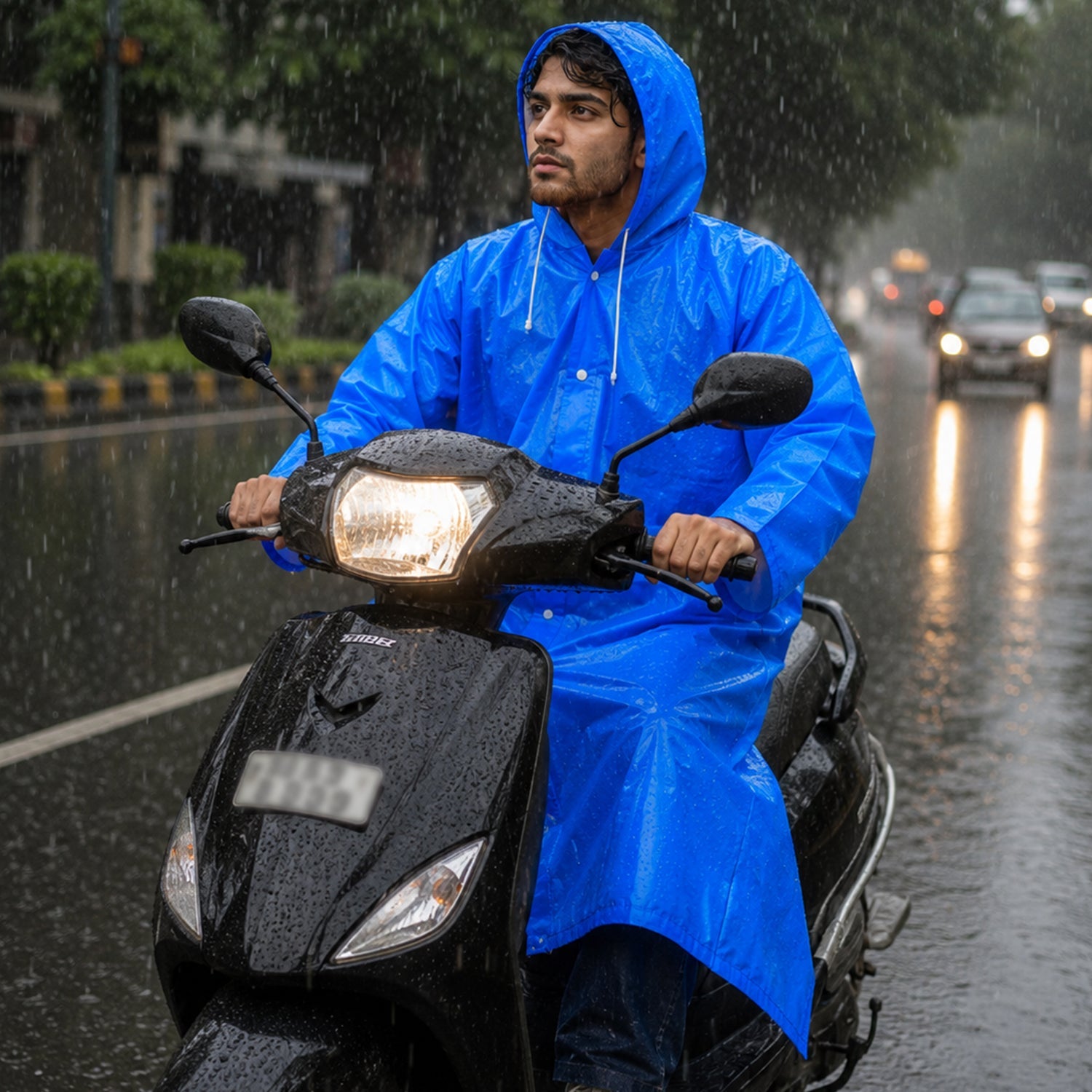 Rain coat wearing monsoon use