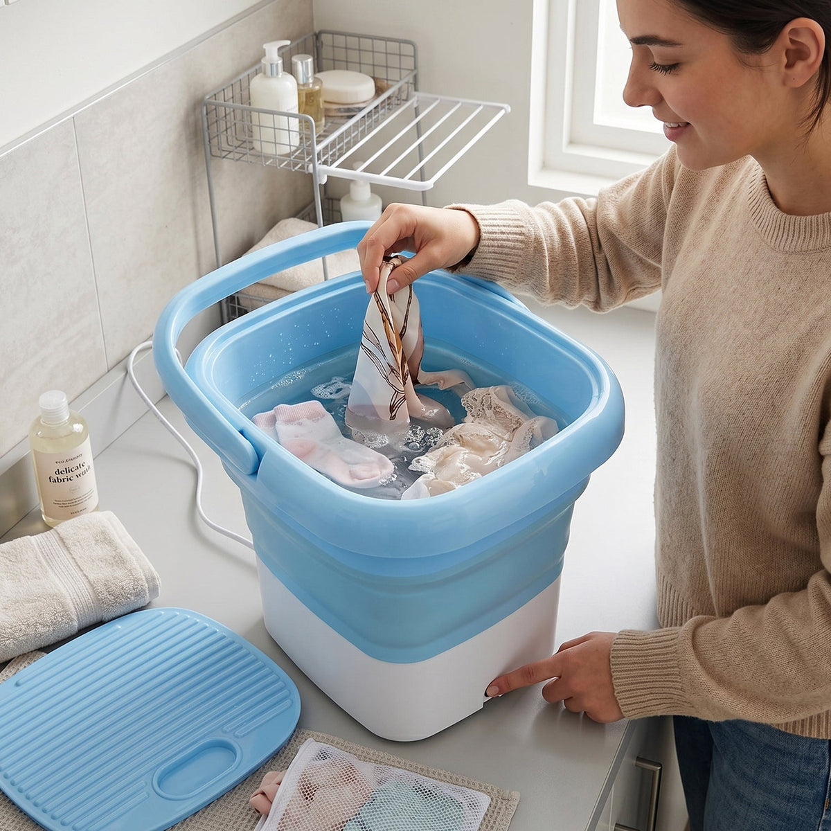 Mini Portable Washing Machine – Foldable & Compact – close-up