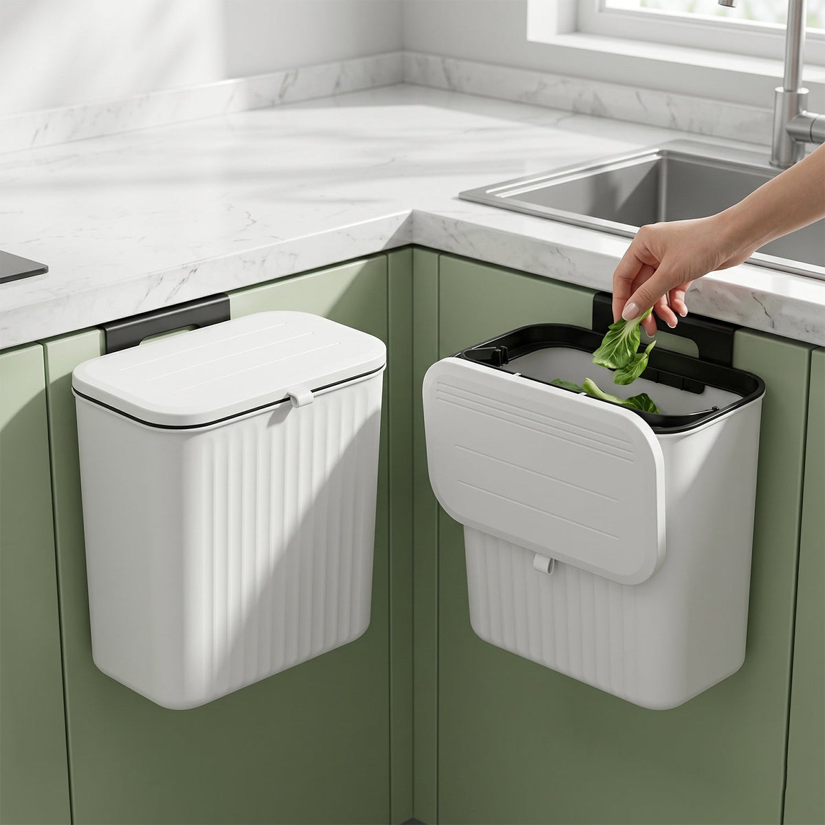 Kitchen Dustbin with Lid – Compact 25x22 cm for Small Spaces – detail view