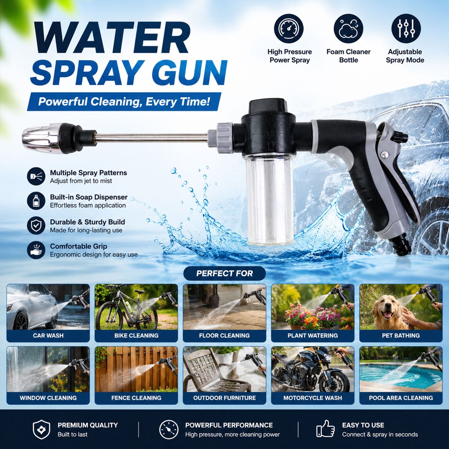 Water spray gun white bg