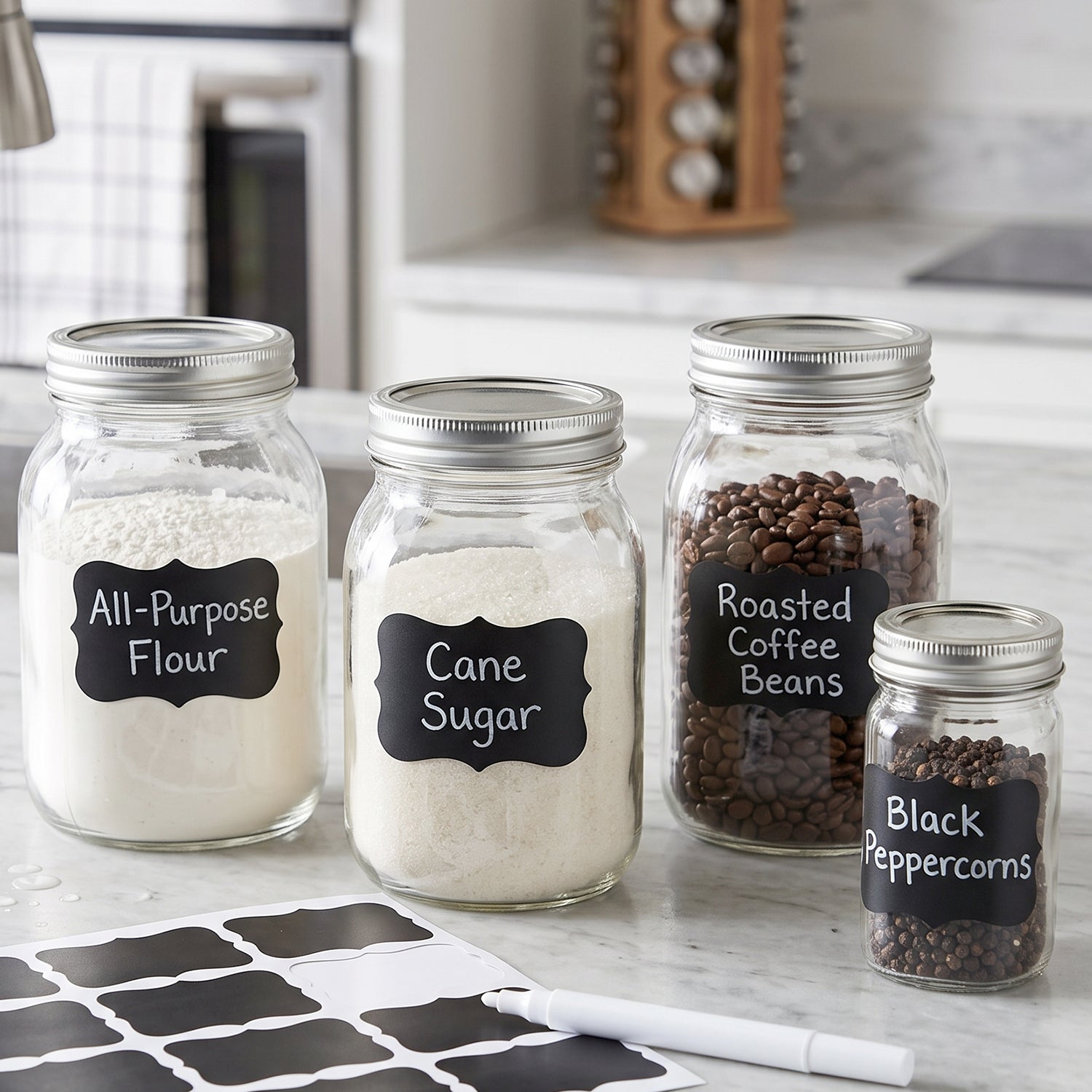 Waterproof blackboard stickers for pantry jars and containers