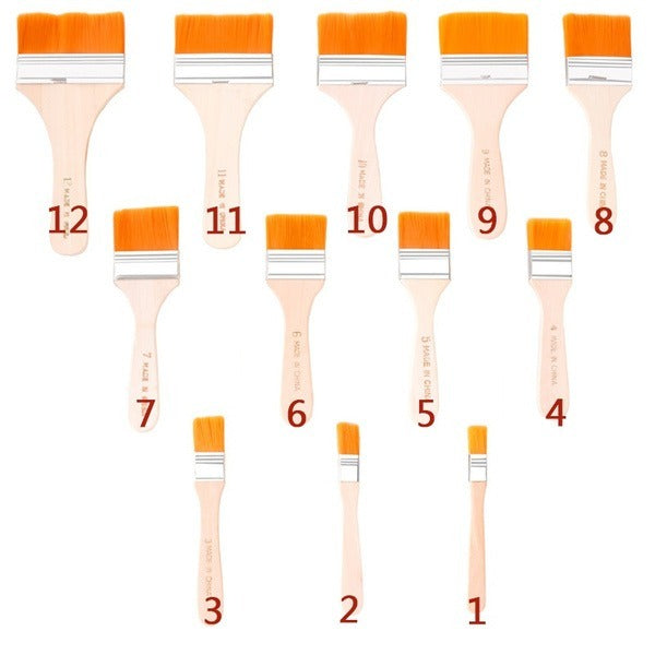 Flat Paint Brush set – Synthetic Bristles & Curved Handles – view 9