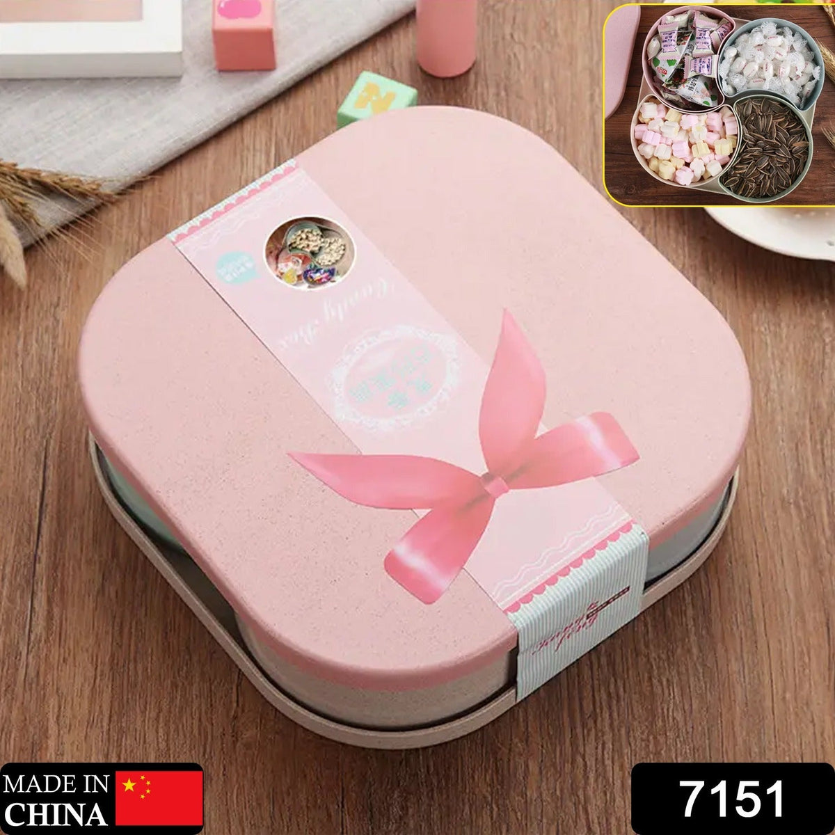 Divided Snack Box – Rotating Dry Fruit Platter – side view