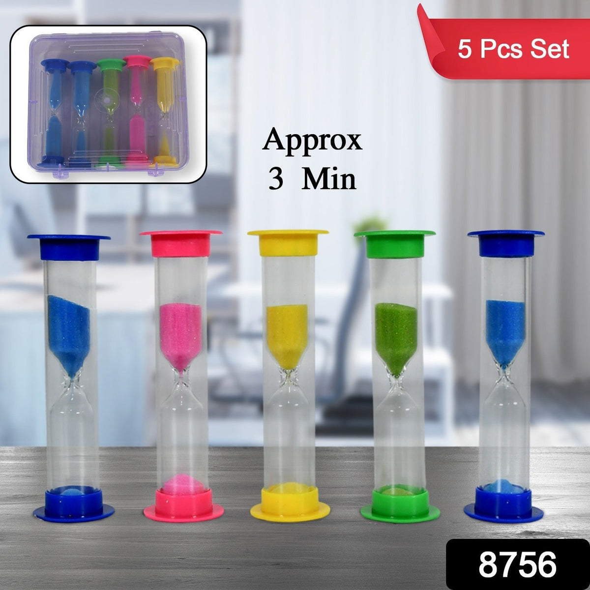 Sand Timer – 3-Minute Plastic Hourglass set – side view