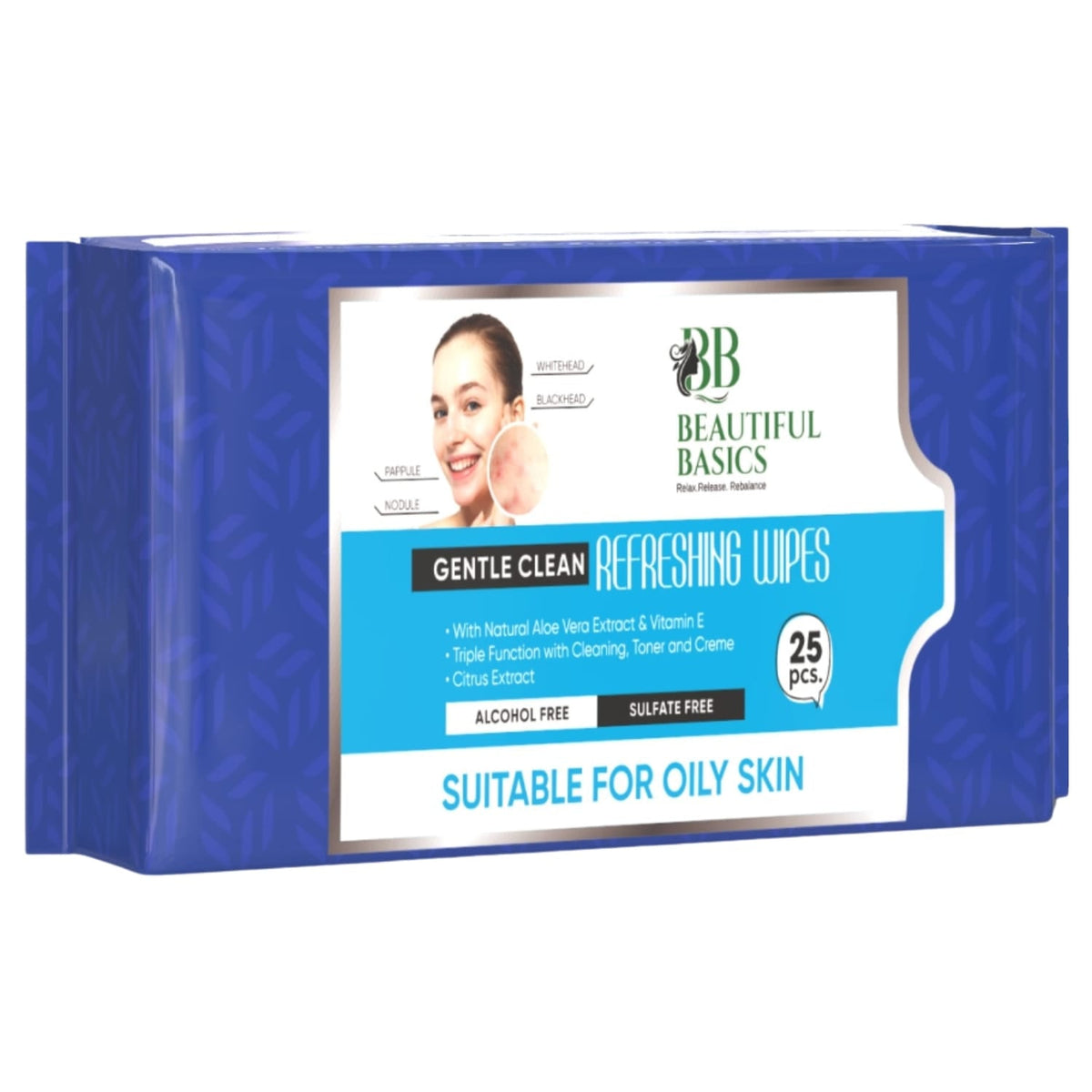 Facial Cleansing Wet Wipes – Fruit Extract, 25 Count – side view