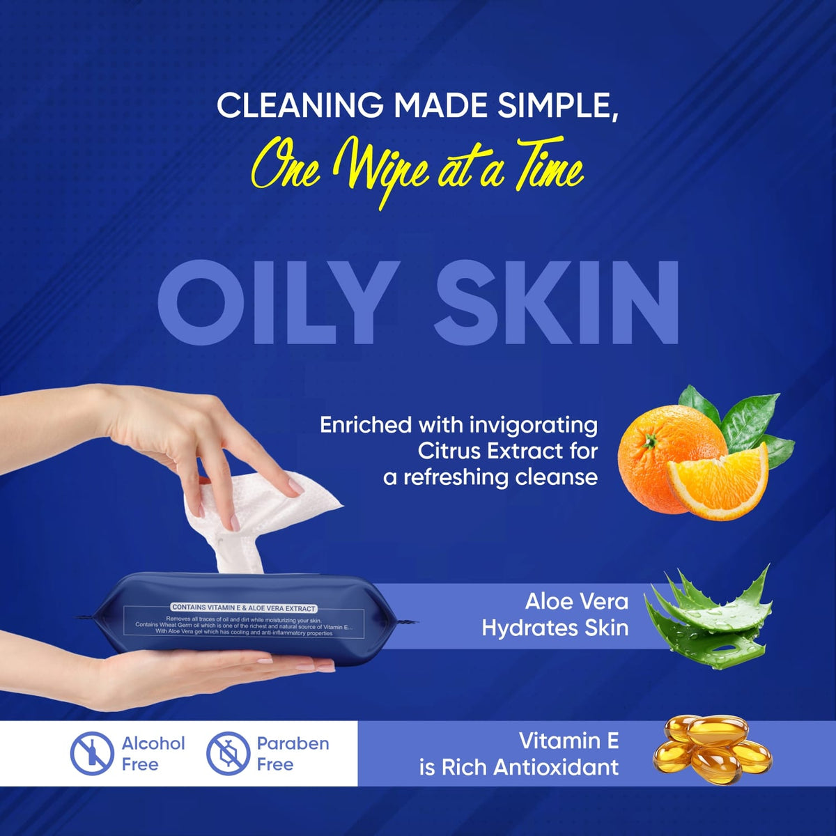Facial Cleansing Wet Wipes – Fruit Extract, 25 Count – detail view