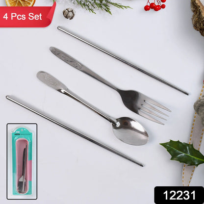 Portable Stainless Steel Cutlery set – Durable 4-Pc Travel – side view
