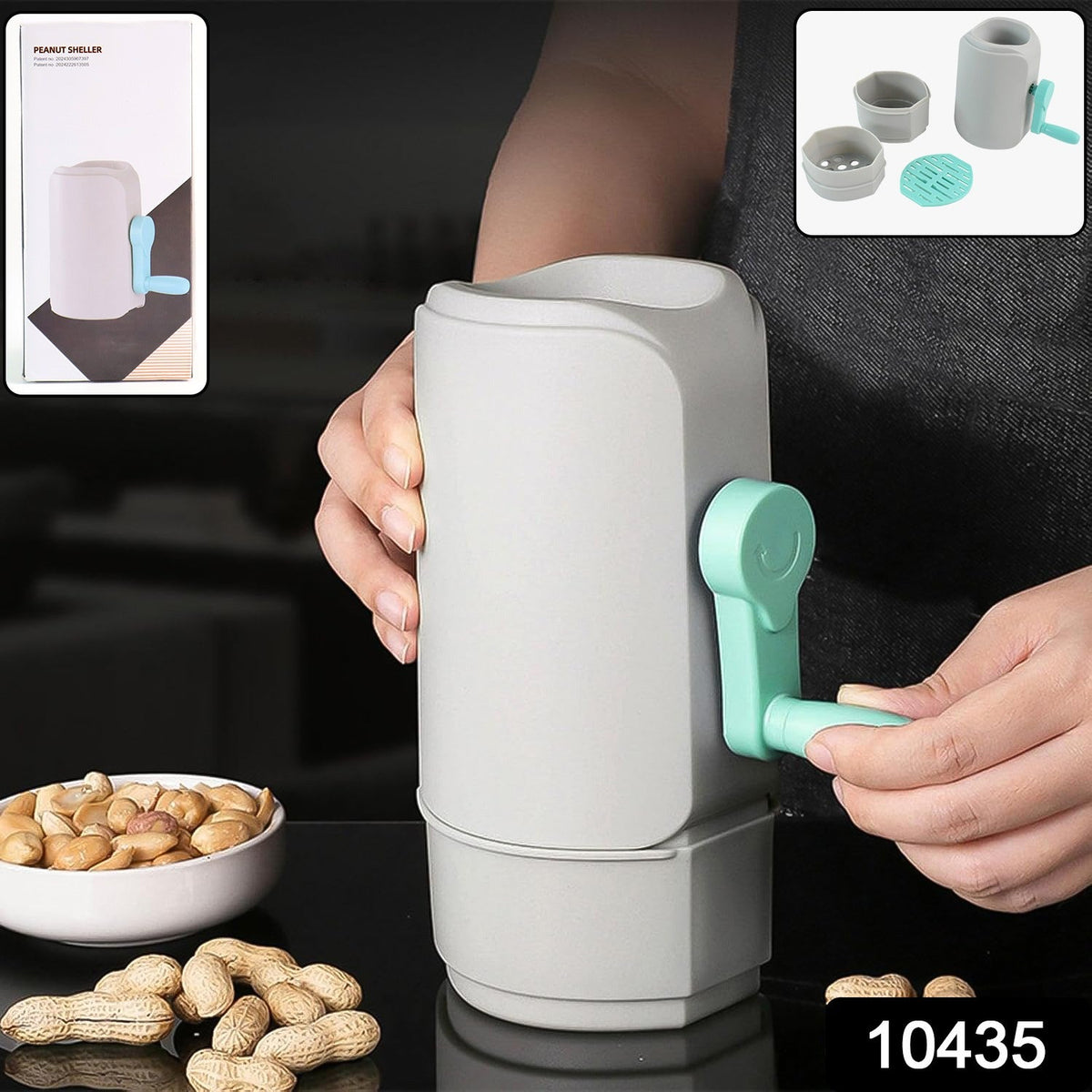 Peanut Sheller Machine – Manual Hand-Crank Nut Cracker – side view