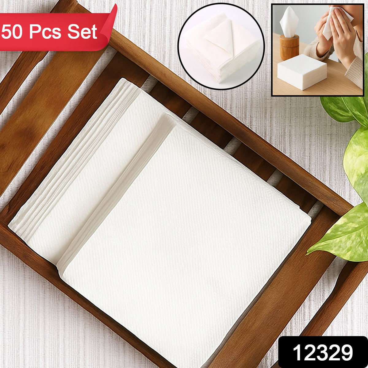 Facial Tissue Paper Napkins – Ultra Soft 50 pcs set – side view