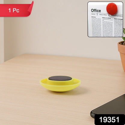 Yellow Magnetic Buttons – Strong Grip Circular Board Magnets – side view