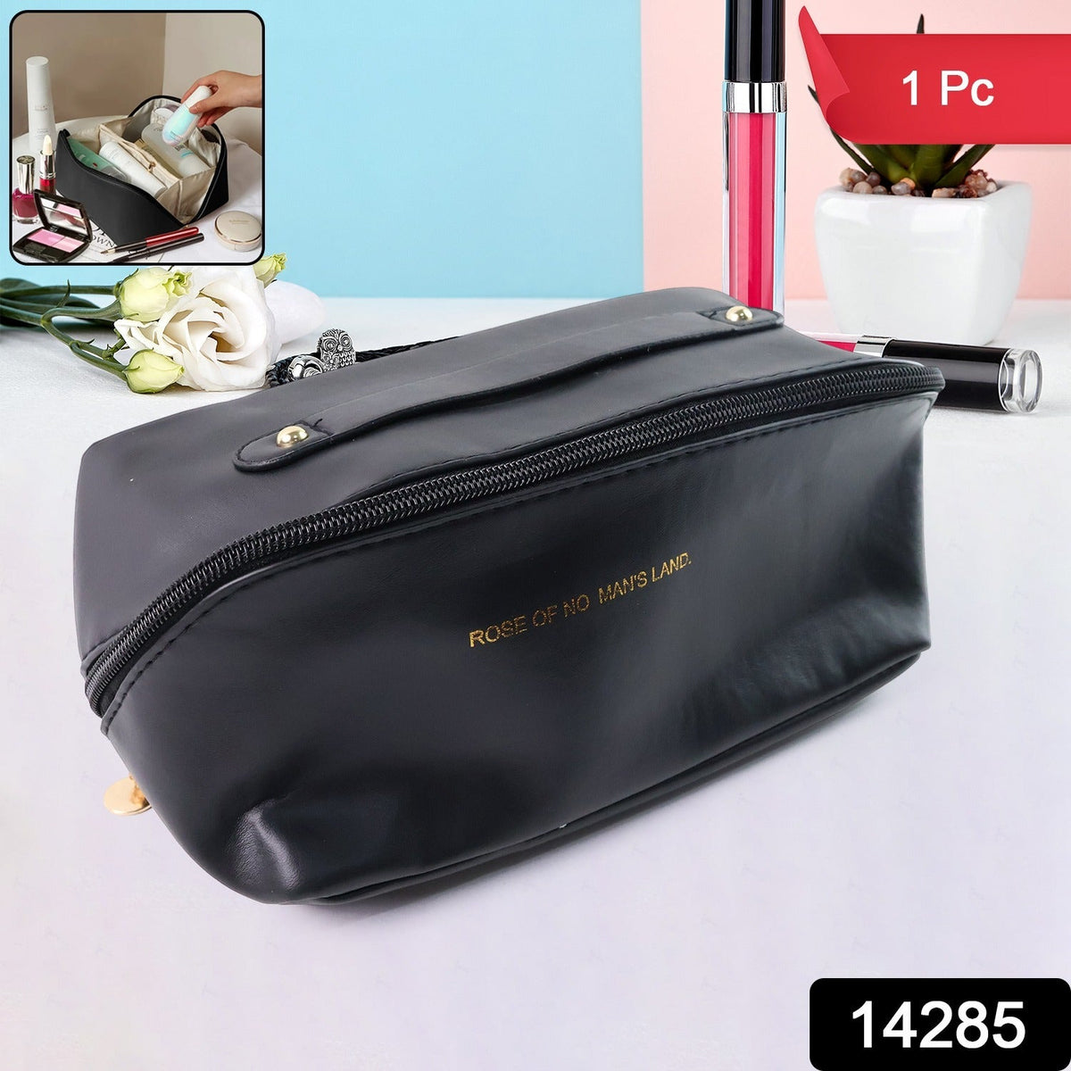 Waterproof Travel Makeup Organizer Pouch – Compact & Durable – side view