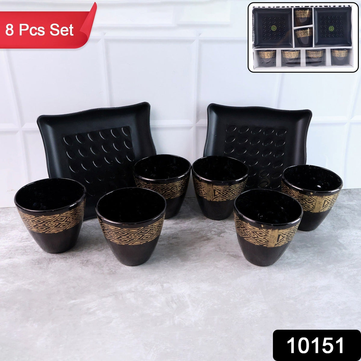 Ceramic Bowl and Cup set – 8 pc Dining Collection – side view
