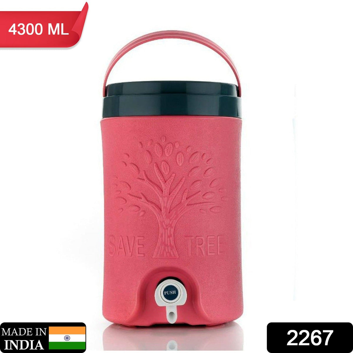 Insulated Water Jug 4300 ml – Sturdy Handle & Tap – side view