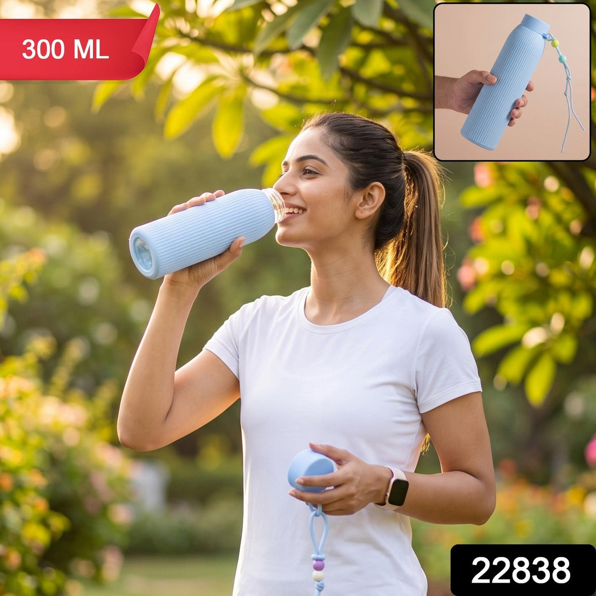 Glass Water Bottle – Stylish & Leakproof for Daily Use – side view