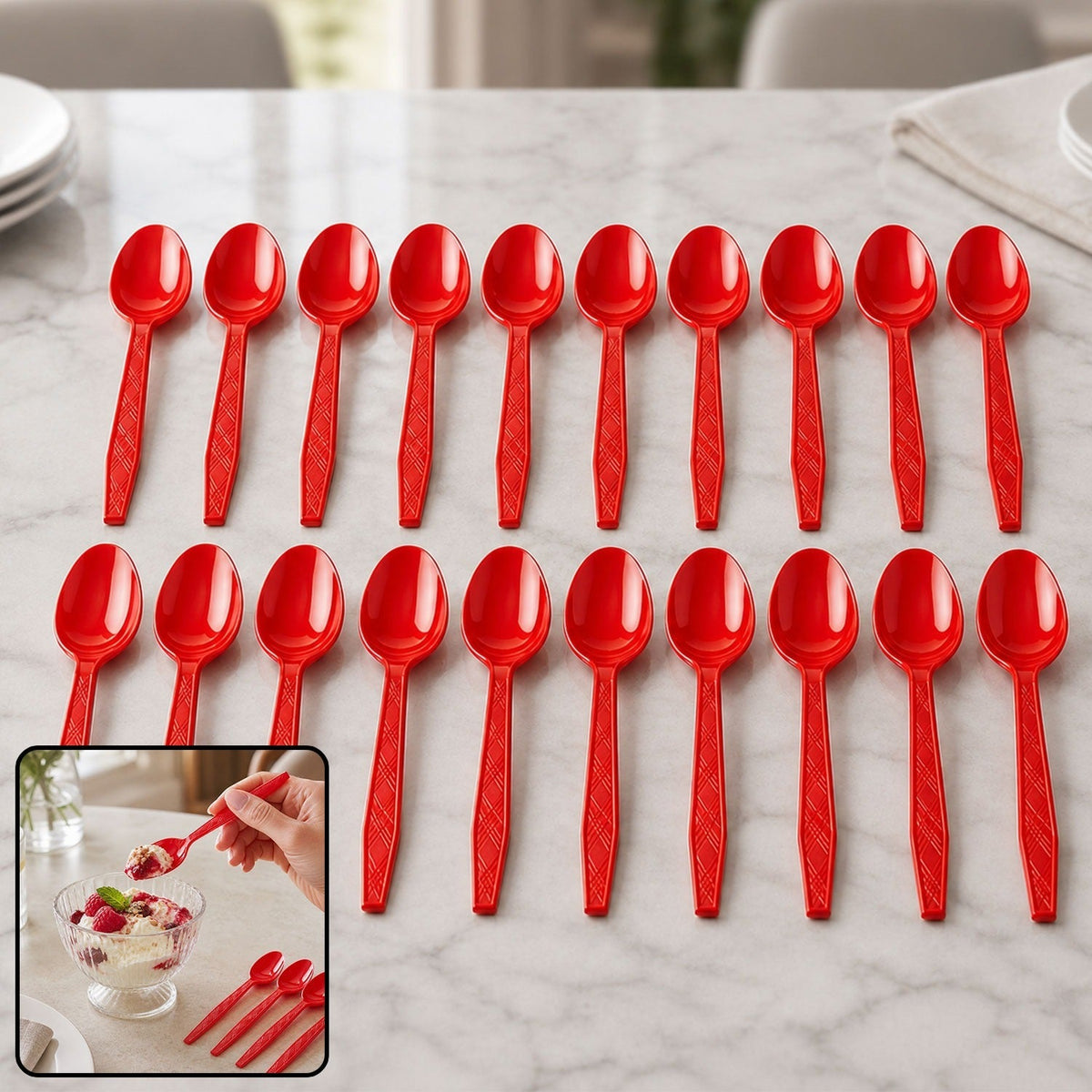 Plastic Spoon 20 pc set Reusable Dinner Spoons Unbreakable