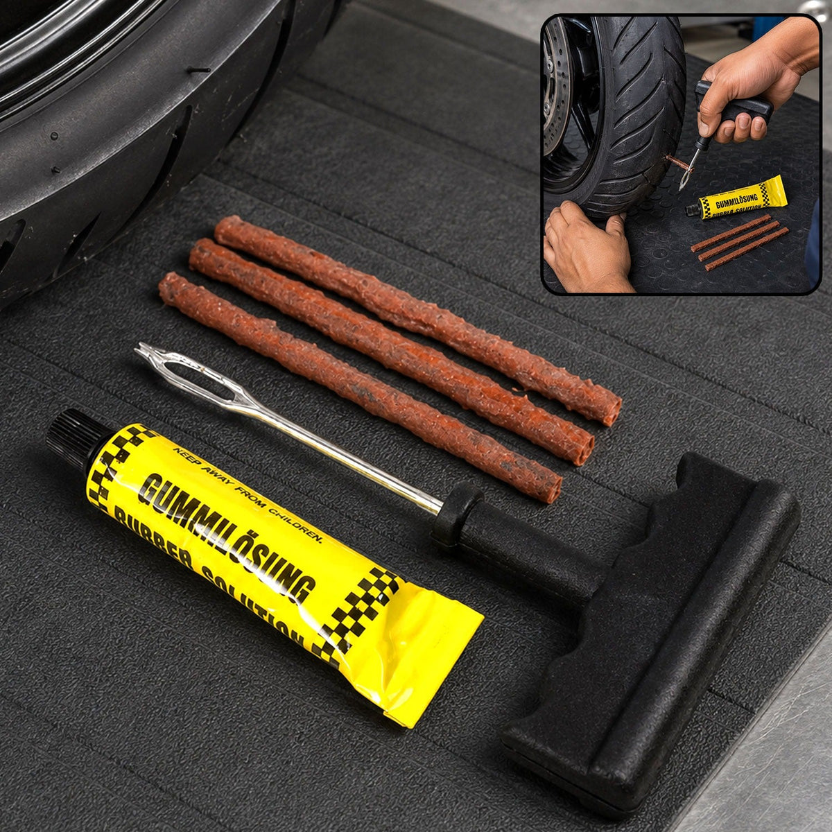 Tubeless Tyre Puncture Repair Kit – 5 pc Emergency set