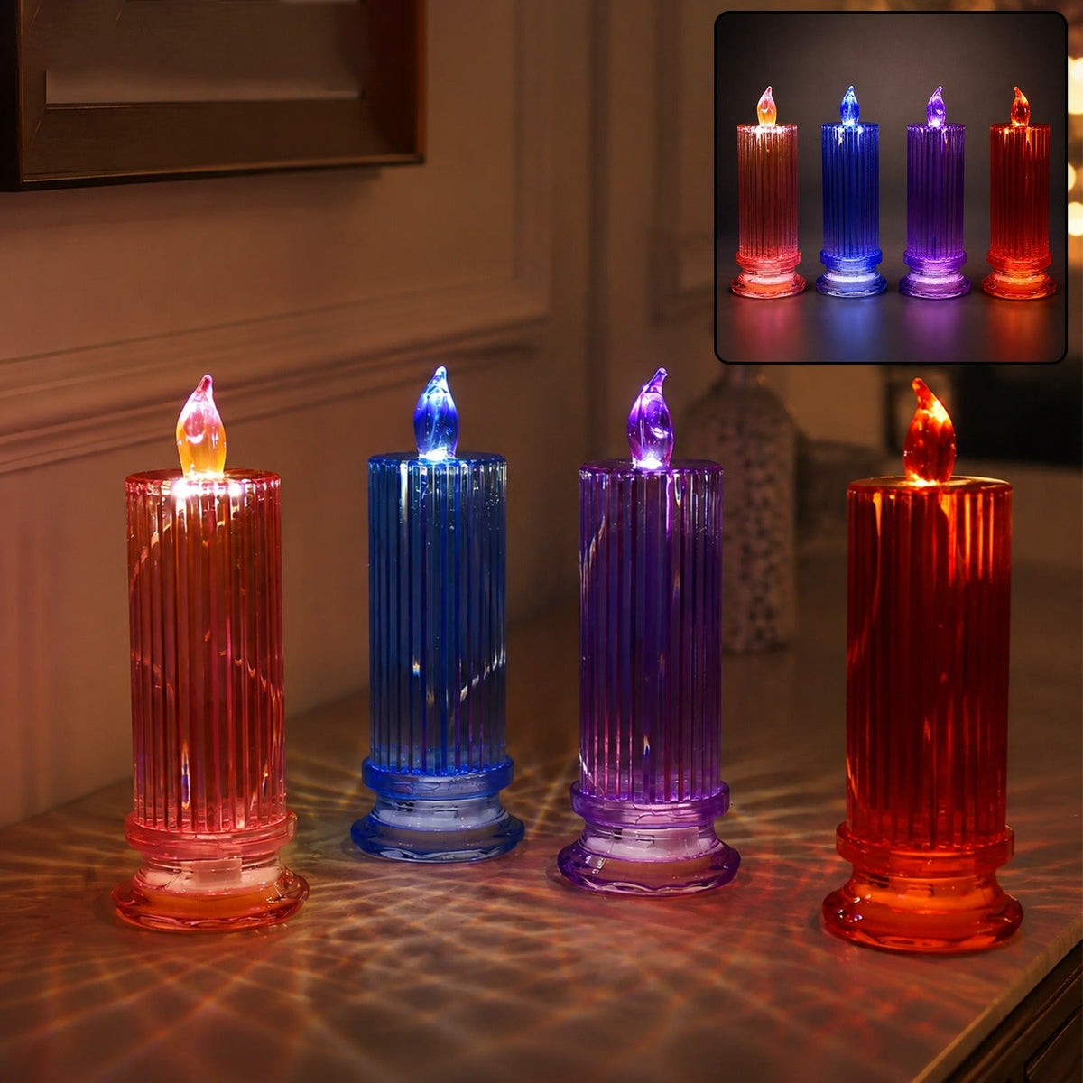 LED Crystal Candle – Glitter Swirling Multicolor Decor