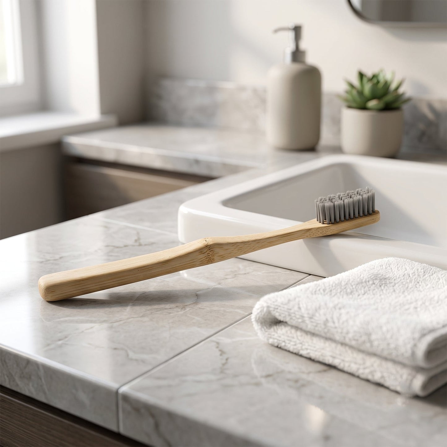 Soft Bamboo Toothbrush, Biodegradable Wooden Toothbrush with Soft Bristles (1 Pc)