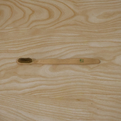 Soft Bristle Bamboo Toothbrush, Eco-Friendly Wooden Toothbrush with Green Bristles (1 Pc)