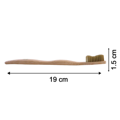 Soft Bristle Bamboo Toothbrush, Eco-Friendly Wooden Toothbrush with Green Bristles (1 Pc)