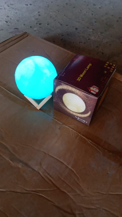 Moon Night Lamp – Blue 3D LED with Plastic Stand – view 7