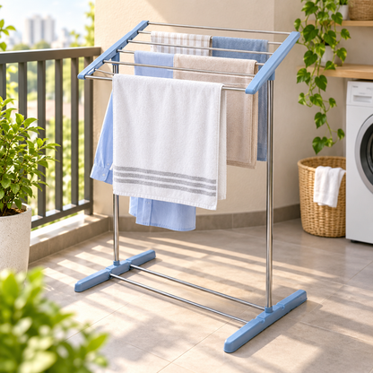 Portable Clothes Drying Rack – Foldable, Steel & Plastic – close-up