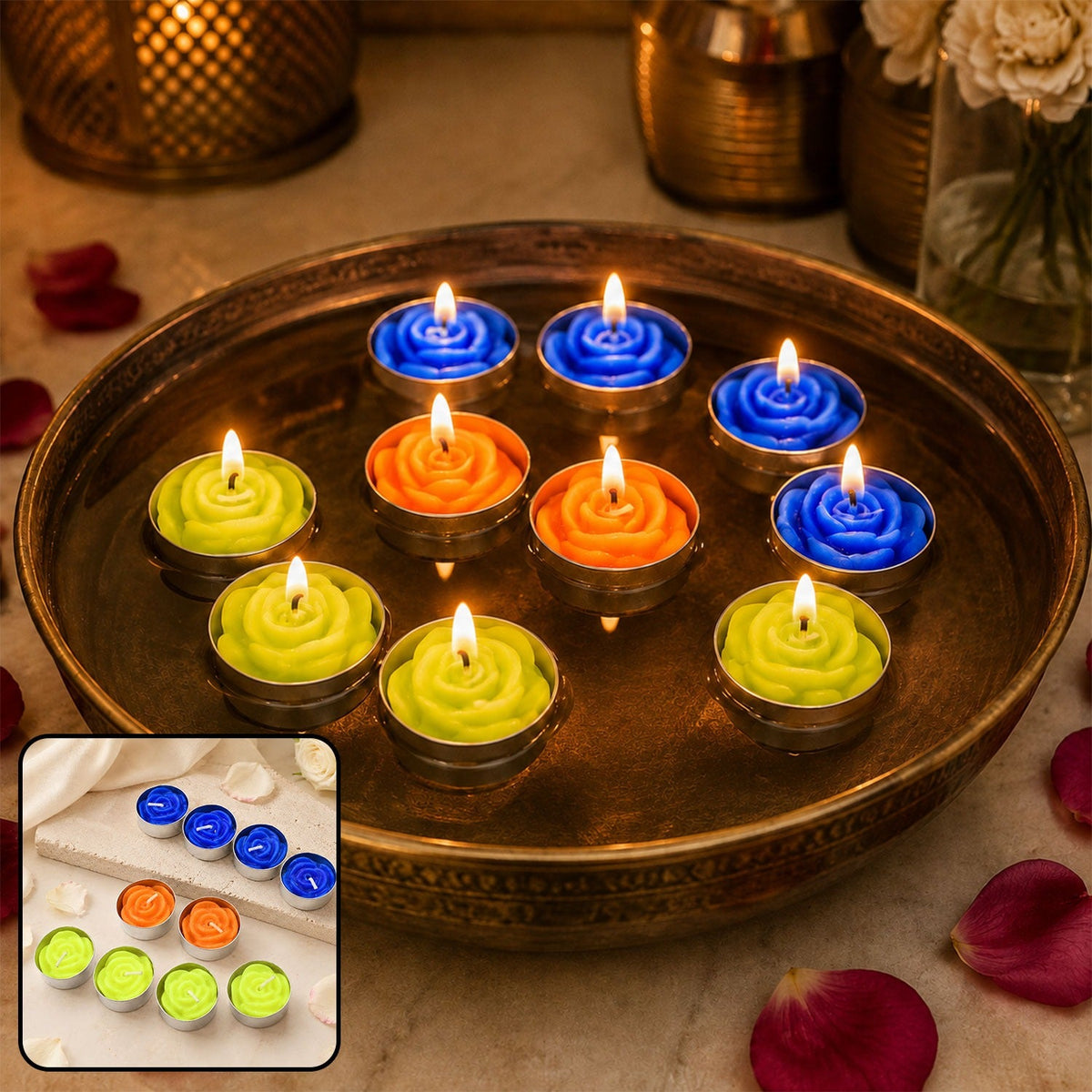 Rose Tealight Candles – Scented Floating Pack of 10