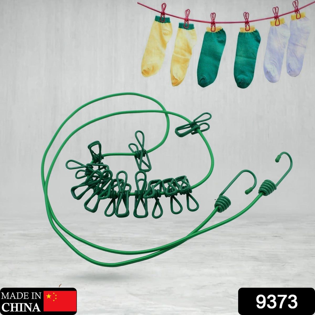 Portable Clothes Drying Rope – Elastic with 12 Clips
