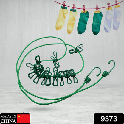 Portable Clothes Drying Rope – Elastic with 12 Clips