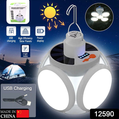 Solar Camping Light – USB Rechargeable Emergency LED – side view