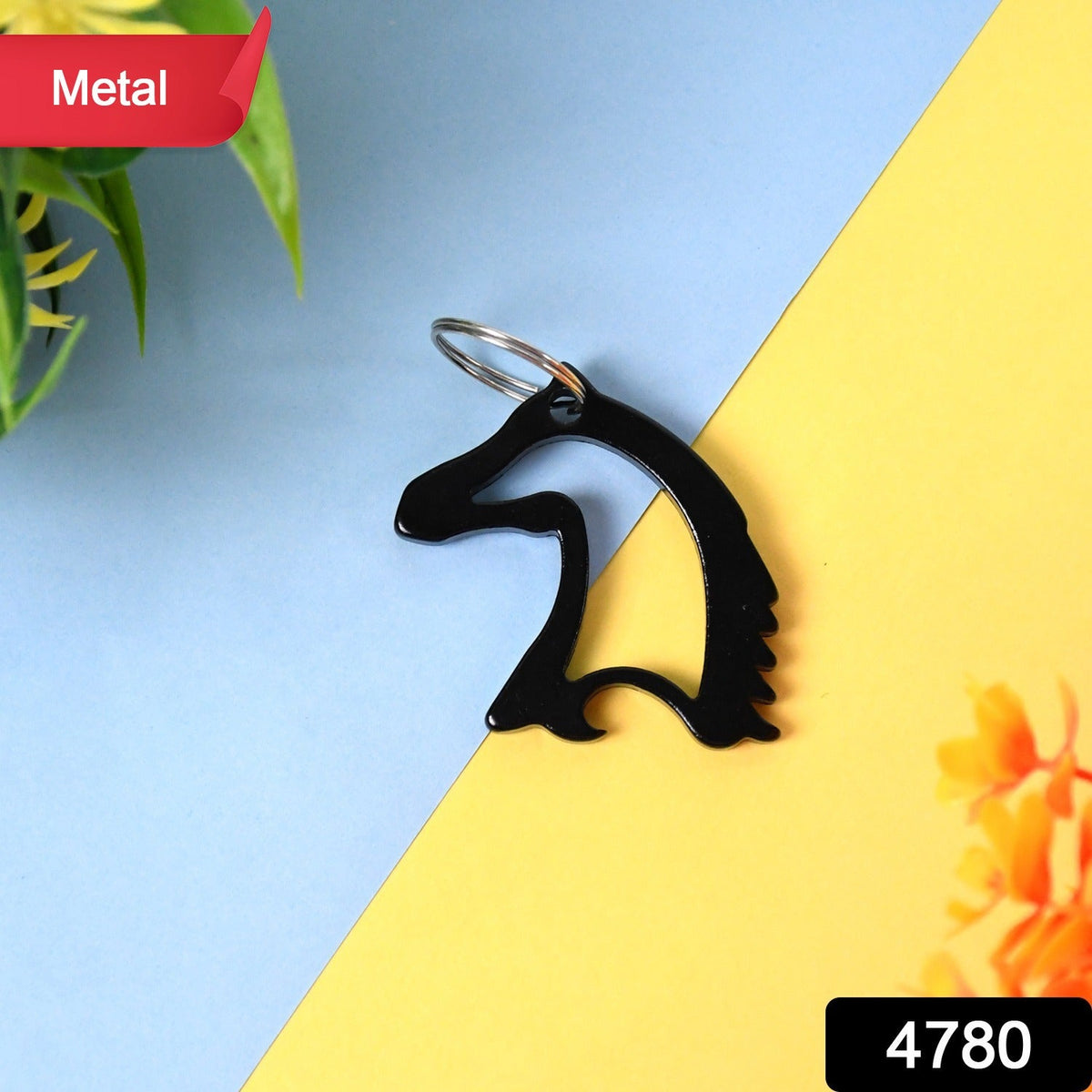 Horse Face Keychain – Durable Metal Equestrian Accessory – side view