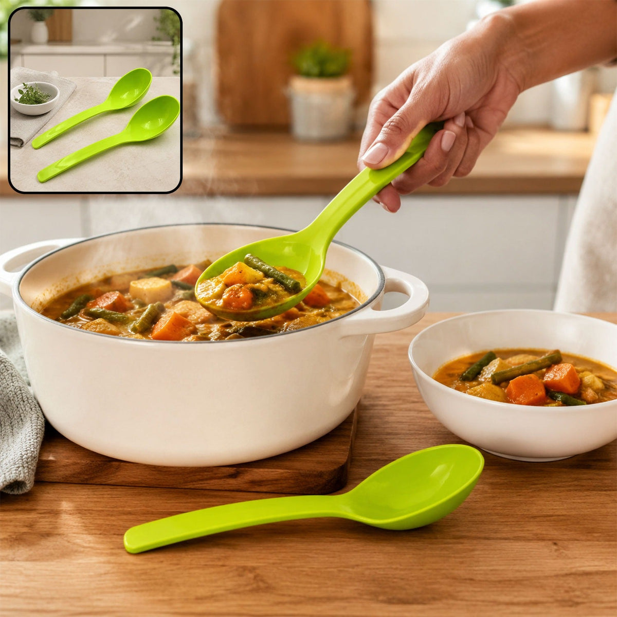 Plastic Kitchen Ladle – 2-Pc Serving Spoon set