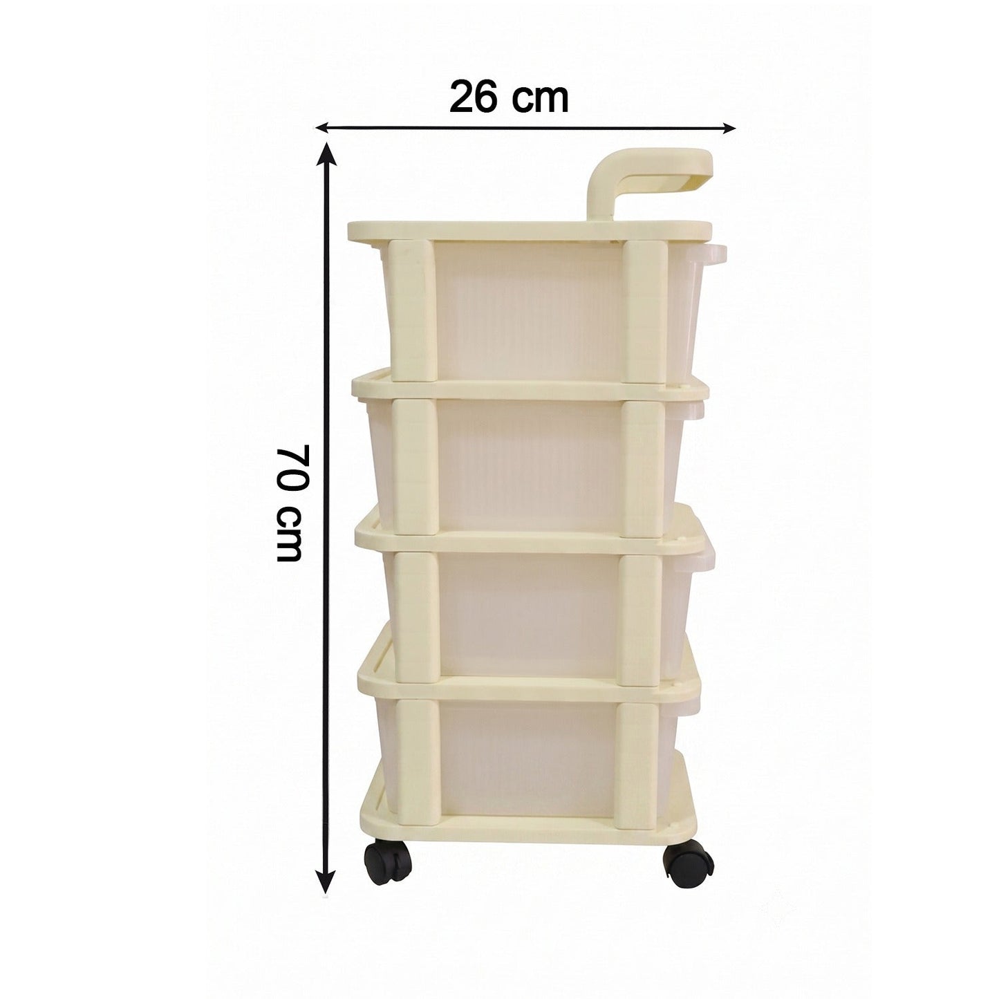 Space saving rolling organizer cart for tidy storage