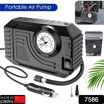 Portable Tire Inflator – 12V Air Compressor with Gauge – side view
