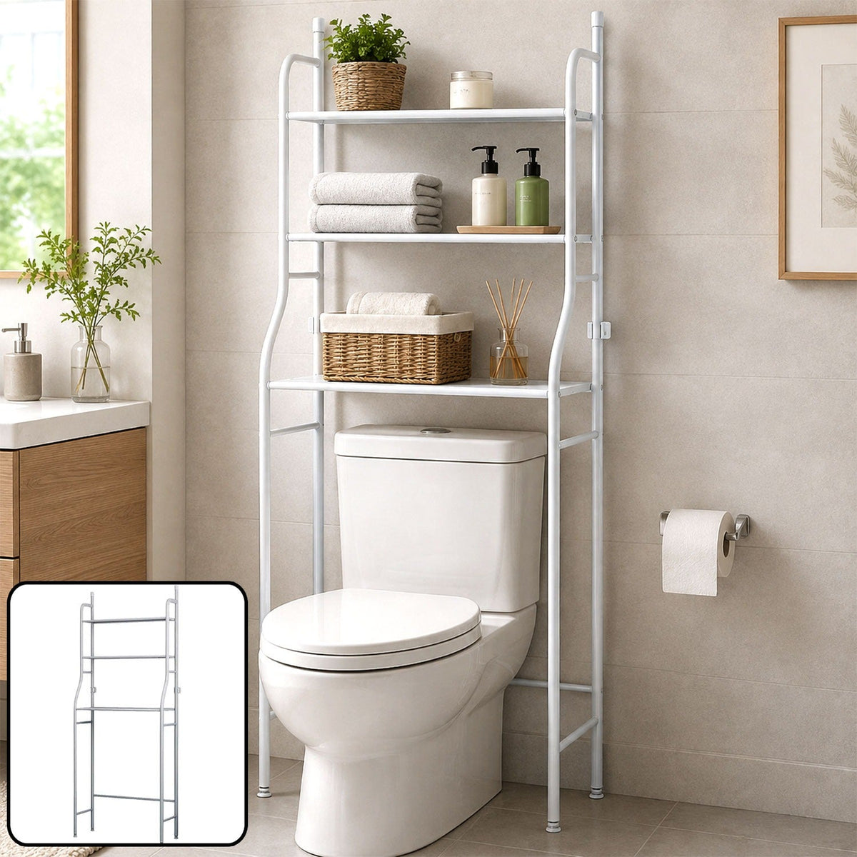 Over Toilet Storage Rack – Space-Saving Metal Shelf