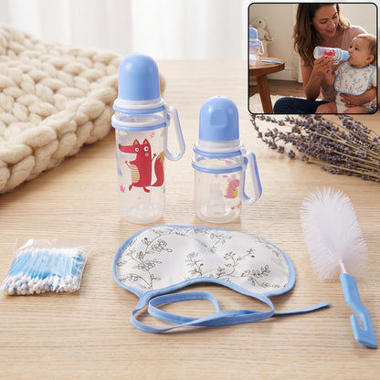 Plastic Baby Feeding Bottle set with Bib Brush
