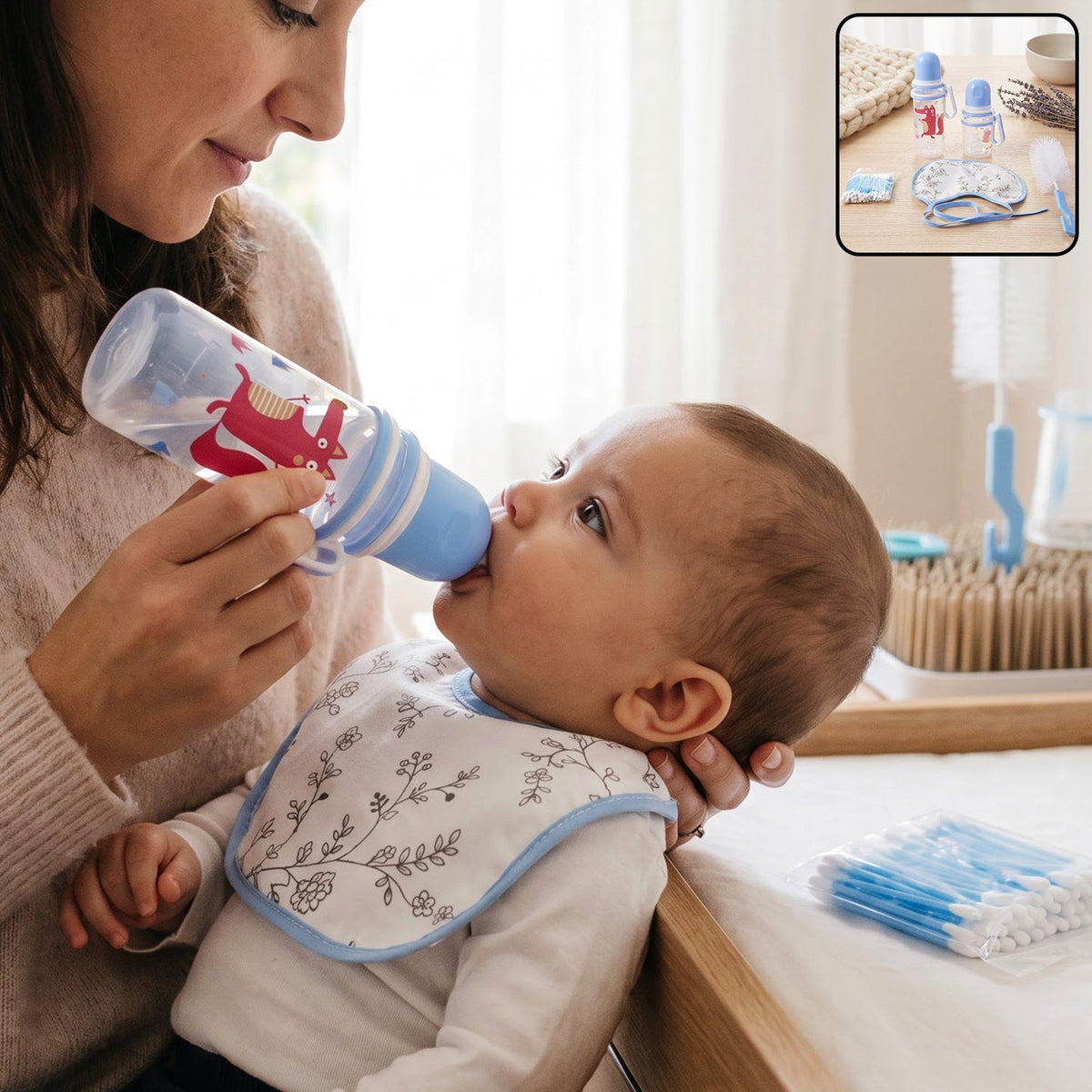 Plastic Baby Feeding Bottle set with Bib Brush – view 7