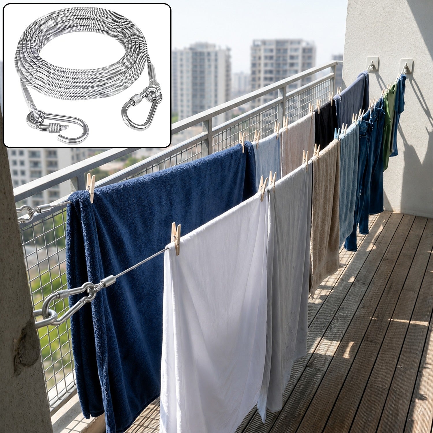 Heavy duty steel clothesline wire rope hooks