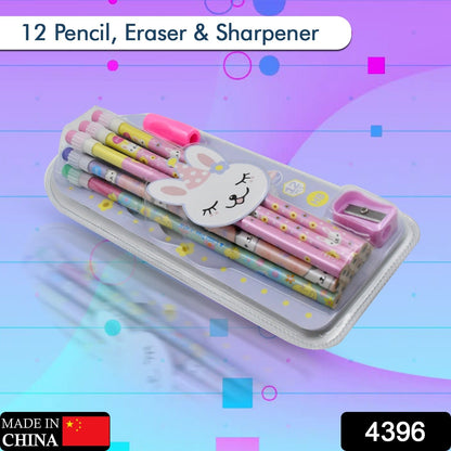 Kids Pencil set – Cute Animal Design with Sharpener & Eraser – side view