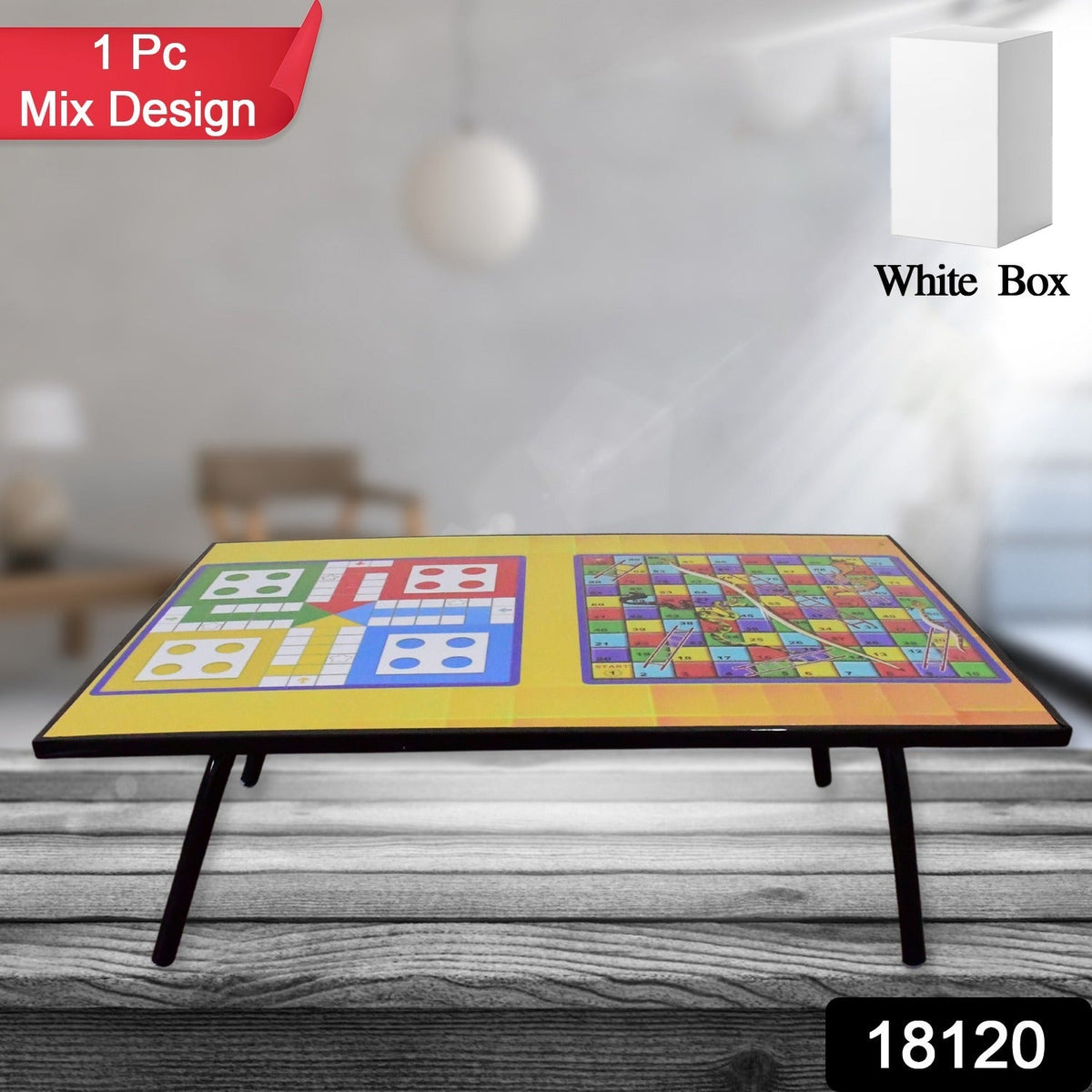Foldable Study Table – Multipurpose Games & Laptop Desk – side view
