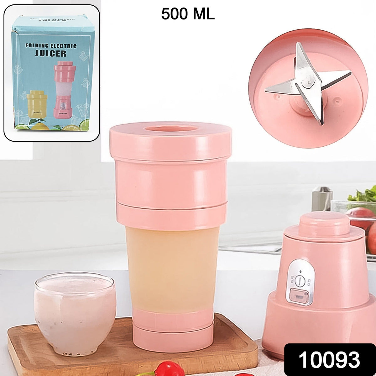 Portable Electric Juicer – 6 Blades 500ml Blender – side view