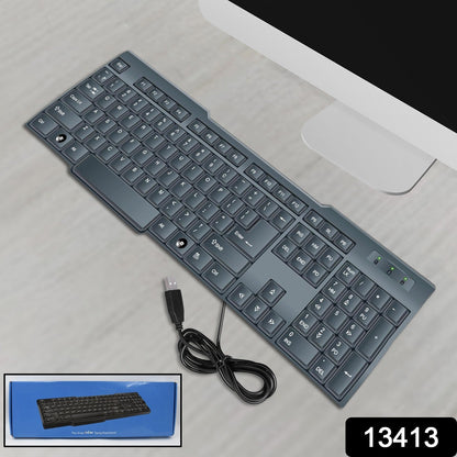 Wired USB Keyboard – Ergonomic 104 Keys for Office & Home – side view