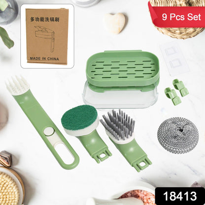 Dish Brush set – 9-Piece Kitchen Cleaning Kit – side view