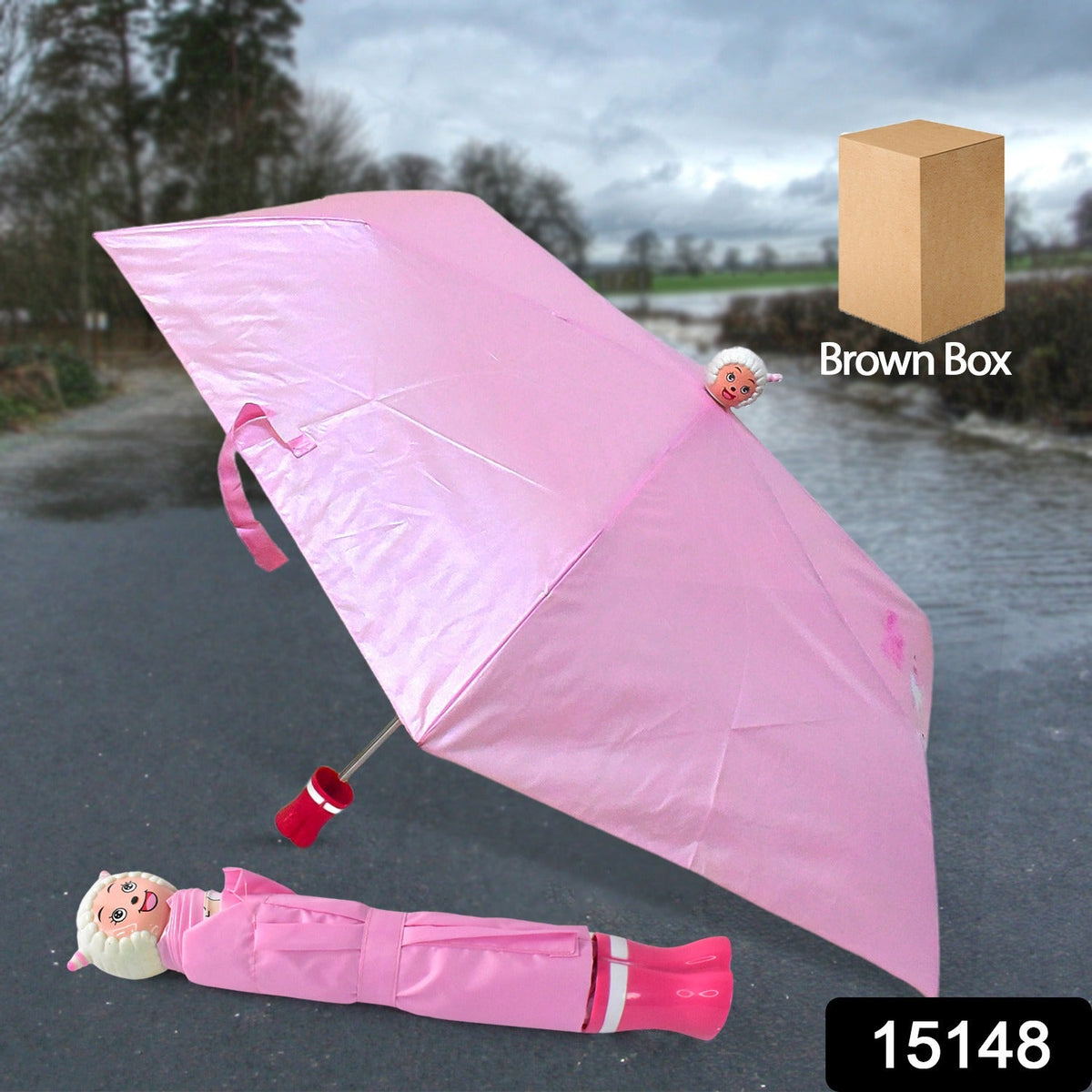 Cartoon Umbrella – UV Protection & Foldable Travel Design – side view