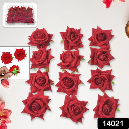 Velvet Rose Hair Clip – Red Flower Design (12 Pcs) – side view